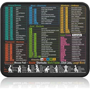 Mouse Pad for Excel/Word/PowerPoint/Windows Shortcuts – Small Excel Cheat Sheet Desk Pad – 11.8"x9.8" Portable Computer Mousepad – Gaming, Office, Waterproof, Non-Slip, Stitched Edges