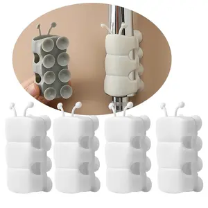 4pcs Silicone Vacuum-Adhesive Suction Cup Shower Holders for Handheld Sprayers, Drill-Free Easy Installation, Wall-Safe Strong Adhesion, Movable Fixed Base, Bathroom Supply Gadget, Vacuum-Adhesive Handheld Showers