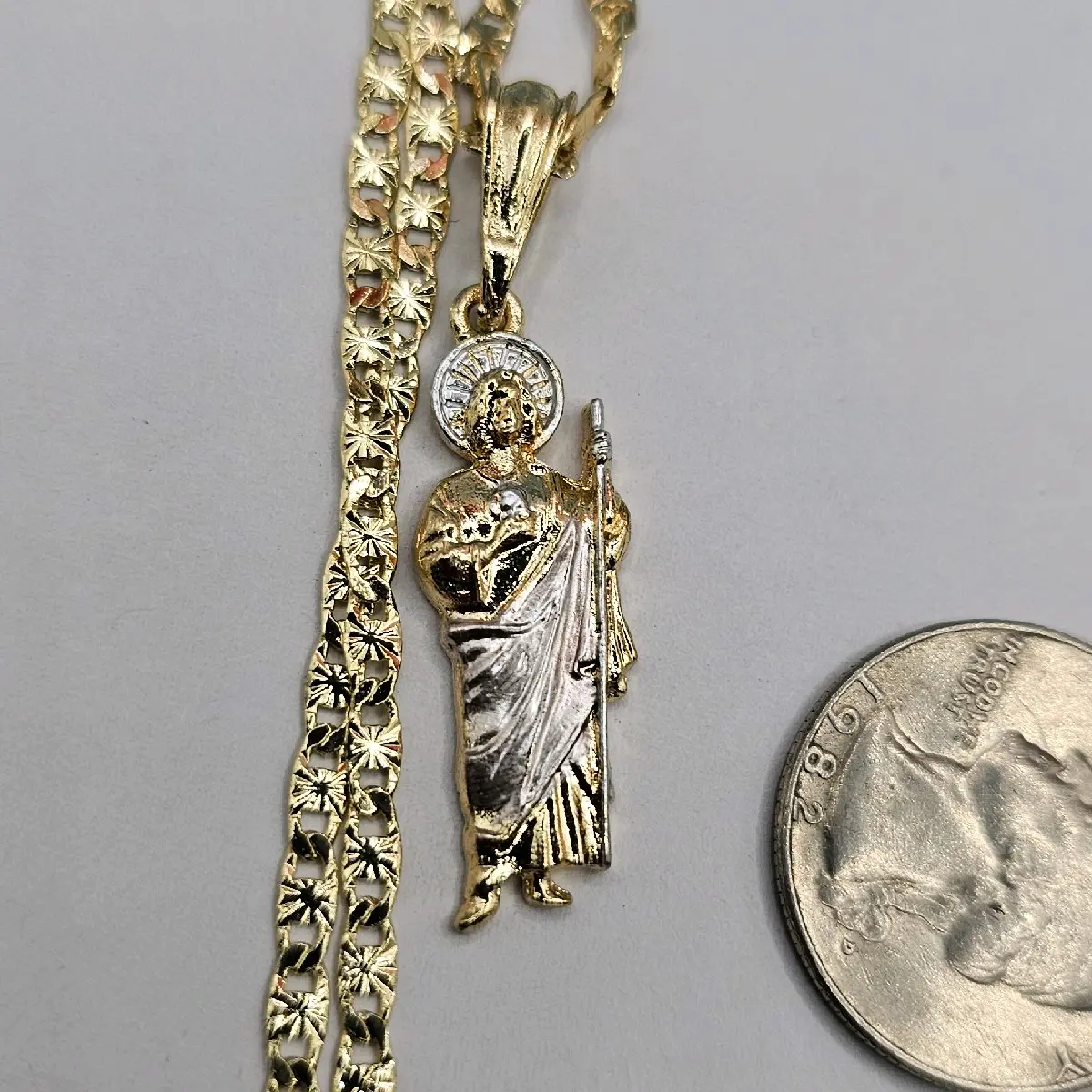 san judas cadena de oro laminado Gold-plated saint jude chain 18"inches