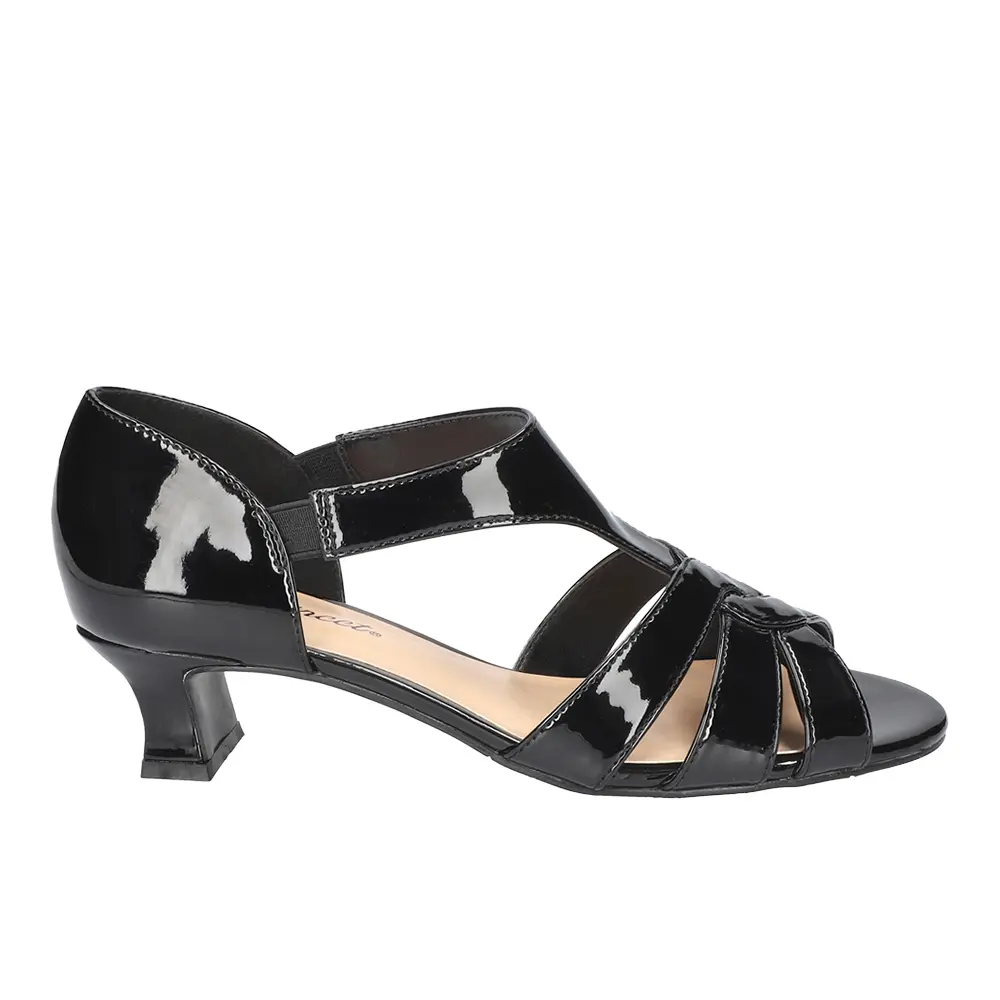 Easy Street Womens Essie Strappy Kitten  Dress Sandals Low Heel 1-2" - Black