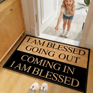 Blessing letter pattern door mat, indoor door mat, creative room decoration rug, suitable for living room, bedroom, dormitory entry mat