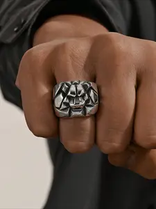 1pc Stainless Steel Domineering Anime Lion Men's Ring Hammer Ring Retro Hip-hop Party Decoration
