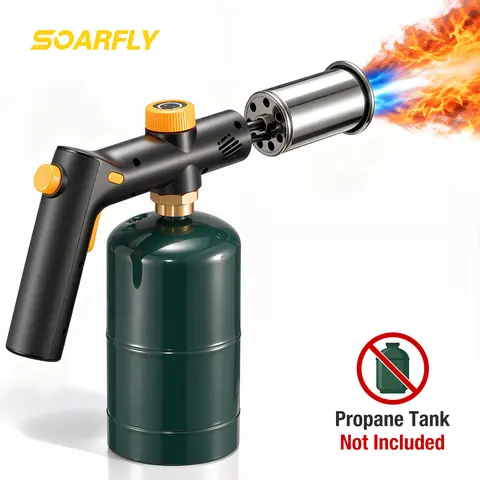 Propane Torch, Adjustable Blow Torch Wood Torch Burner for Grilling, Camping, BBQ Ignition, Good for Searing Steak, Campfire Starter, Charcoal Lighter, Flame Thrower (Propane Tank Not Included) Kitchen Utensils