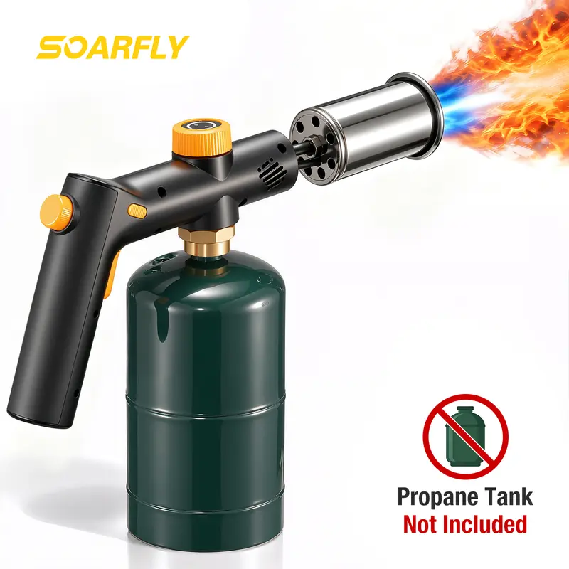 Propane Torch, Adjustable Blow Torch Wood Torch Burner for Grilling, Camping, BBQ Ignition, Good for Searing Steak, Campfire Starter, Charcoal Lighter, Flame Thrower (Propane Tank Not Included) Kitchen Utensils