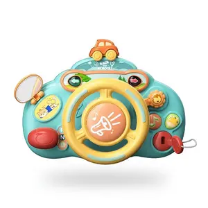 Children Steering Wheel Toy Cartoon Simulation Co Pilot Early Education Baby Car Accessory Stroller Toy