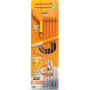 Pro Drain Weasel Sink Snake Cleaner with New Molded Tip - 18? - Drain Snake Clog Remover Tool with Rotating Handle & 5 Wand Refills - Easy to Use on Drains & Grates -  - 5-Pack