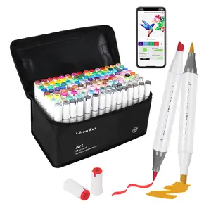 120 Colors Alcohol Markers Brush Tip with Free App, Chen Rui Dual Chisel & Brush Tips Alcohol Based Markers for Adults Coloring, Alcohol Brush Pens for Drawing, Painting, Illustration, Sketching