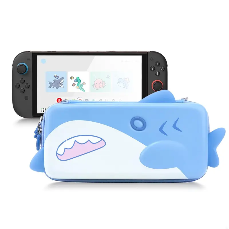 GeekShare 7.9-inch Hard Storage Bag for Switch 2 (2025) - Custom Fit, Waterproof, Stain-Resistant PU Surface, Slim, Portable with 12 Game Card Slots, Comfortable Hand Strap, Easy-Gliding Zippers for Console & Accessories, Cute Home Organizer