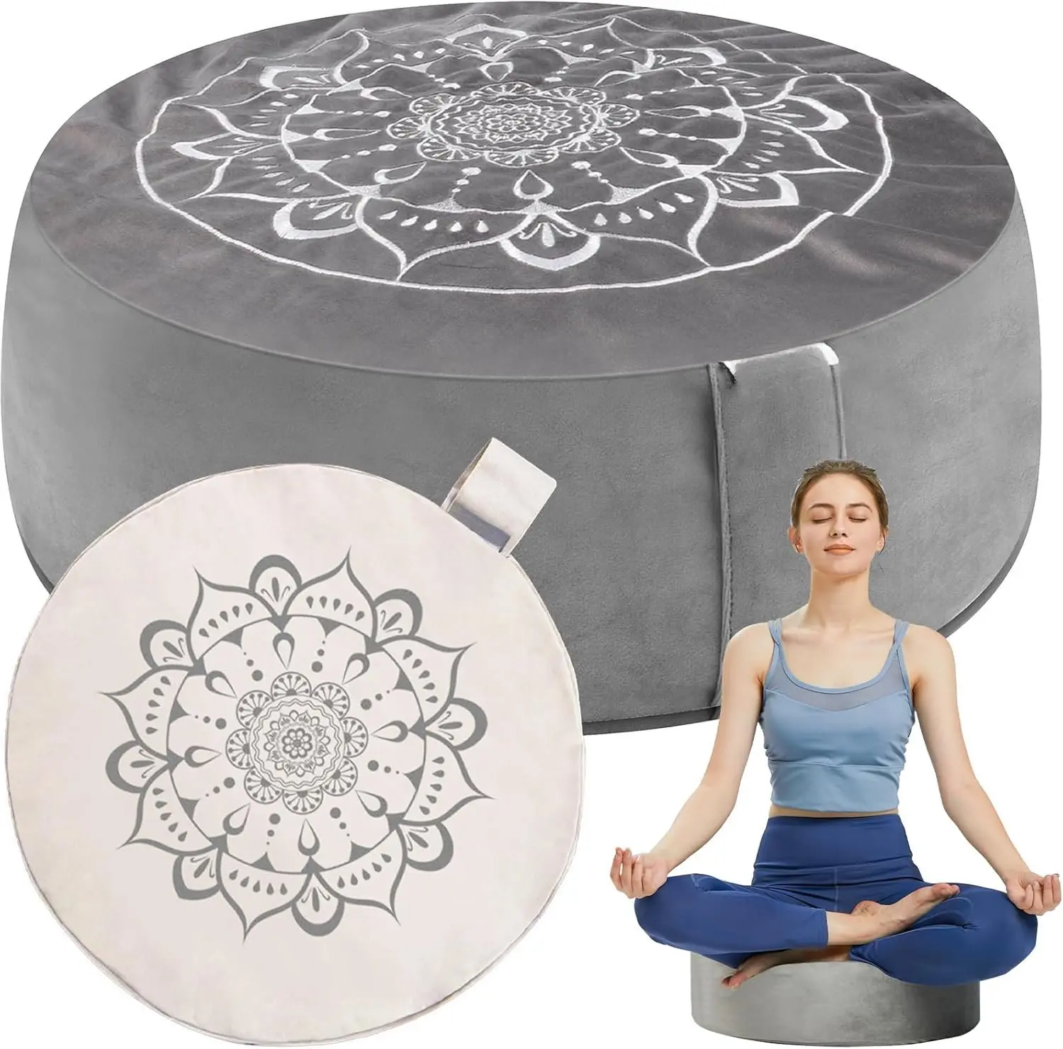 Meditation Cushion, Traditional Tibetan Meditation Pillow  Cover - Large Floor Cushion Seating for Adults - Yoga Buckwheat Bolster for WomenMoms