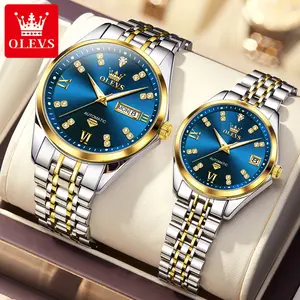 Celebrity endorsement OLEVS brand mechanical watch 2025 flagship new couple watch a pair of high-end romantic and elegant watches simple luxury luminous waterproof 9801