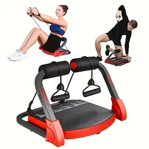 1 Home Gym Ab Workout Equipment - Red & Black Sit-Up Bench with Push-Up Bars, Leg Training & Full Body Exercise Machine, Adjustable Resistance Levels, Ideal Christmas Gift for Core Strength & Muscle Toning