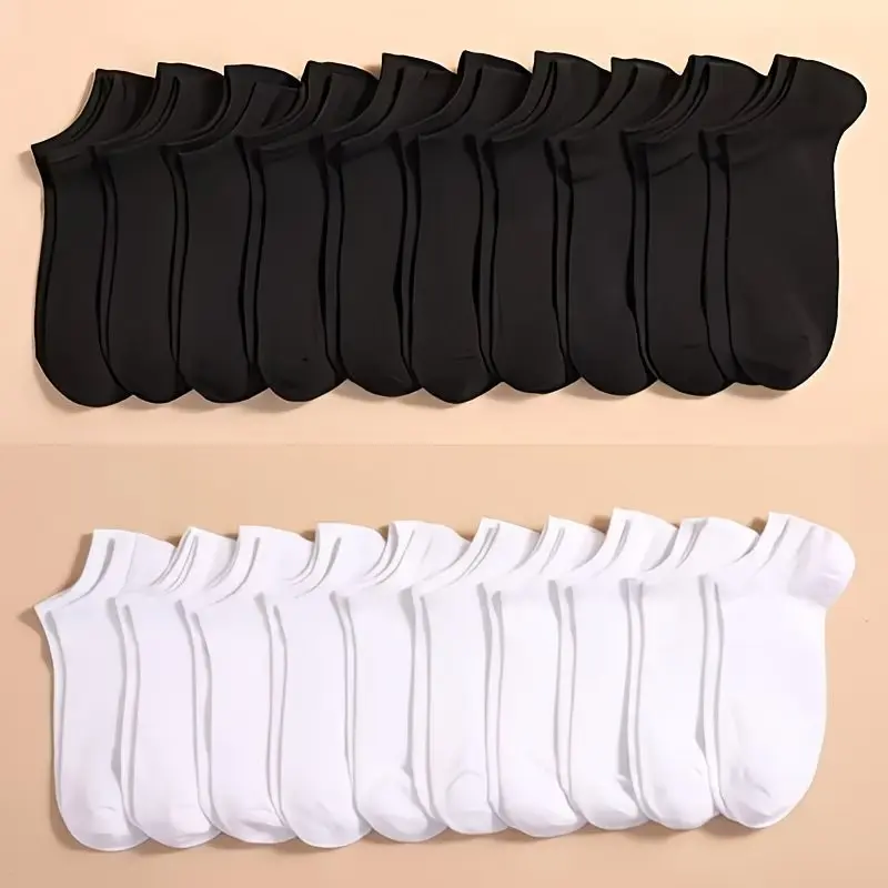 Women's Socks (20 Pairs) - Spandex-Blend, Soft, Breathable, Easy-to-Carry, Minimalist, Fit for Activewear, Sportswear, Family Outdoor Use, Athletic, Solid, Thanksgiving, Ankle Socks, Socks For Women