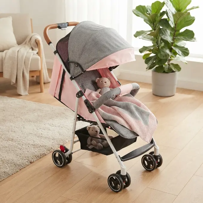 Baby Travel Stroller for Toddlers - 1-Hand Foldable, UPF50+ Sunshade, Seat Basket, Space-Saving Design for Travel