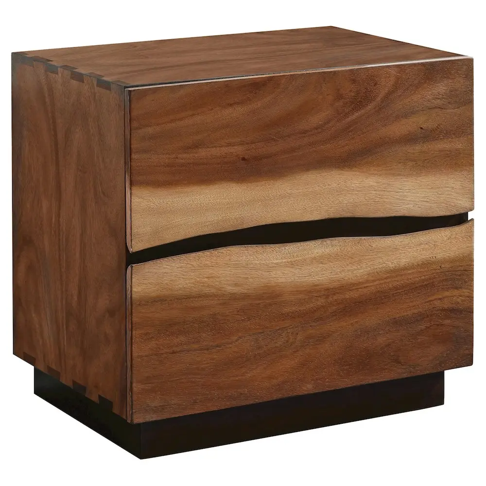 Winslow 2-Drawer Dark Finish Smokey Walnut Nightstand - Coffee Bean Tone Modern Bedroom Storage Side Table, Multiple Drawers Indoor Furniture