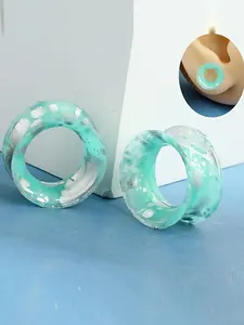 2pcs Thin Silicone Ear Plugs Tunnels, Flexible Ear Earlets, Ear Gauges Expander Stretchers, Double Flared Flesh Ear Piercing Jewelry