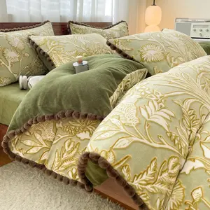 French carved floral milk velvet bedding set thickened winter four piece bed sheet duvet cover set soft warm embossed flannel comfort bedding elegant cozy bedroom decor for cold season adult home tiktok shop