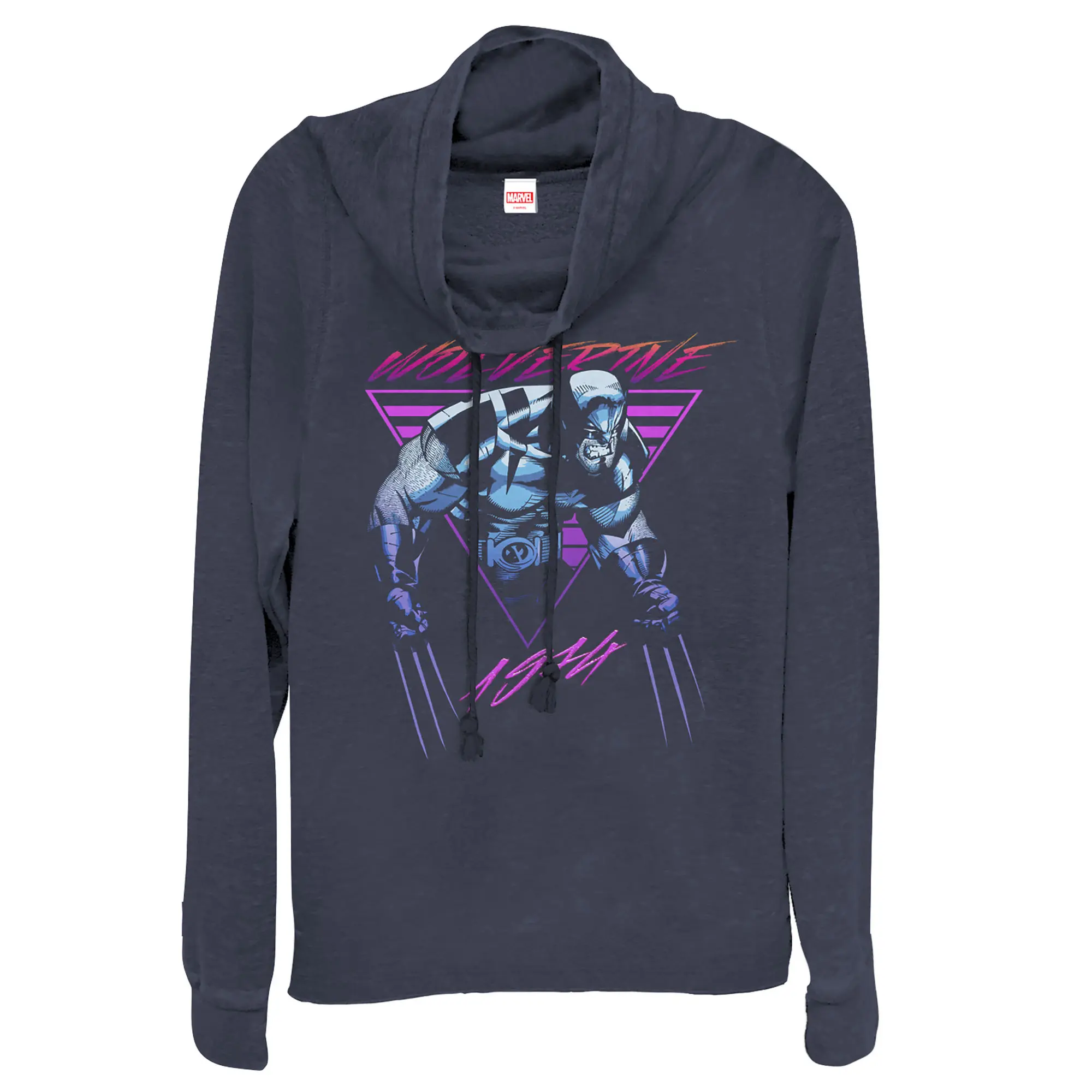 Juniors Womens Marvel X-Men Retro Wolverine Cowl Neck Sweatshirt