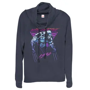 Juniors Womens Marvel X-Men Retro Wolverine Cowl Neck Sweatshirt