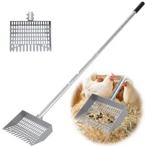 CKLT Chicken Pooper Scooper 38-66inch Adjustable Spring Steel Scooper for Chicken Coop, Sheep Pen,Pet crates and cages