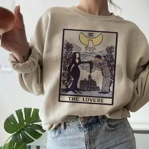 Vintage The Lovers Tarot Card Sweatshirt – Aesthetic Spiritual Graphic Pullover for Women, Cozy Neutral Oversized Top, Boho Streetwear Gift