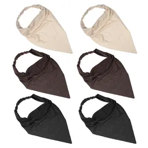 Unique Bargains 6 Pcs Scarf Headbands, Triangle Bandana Elastic Scarf Headband, Head Scarf Hair Scarves for Women Girls, Head Kerchief for Hair Styling Decor, Black, Khaki, Coffee Color