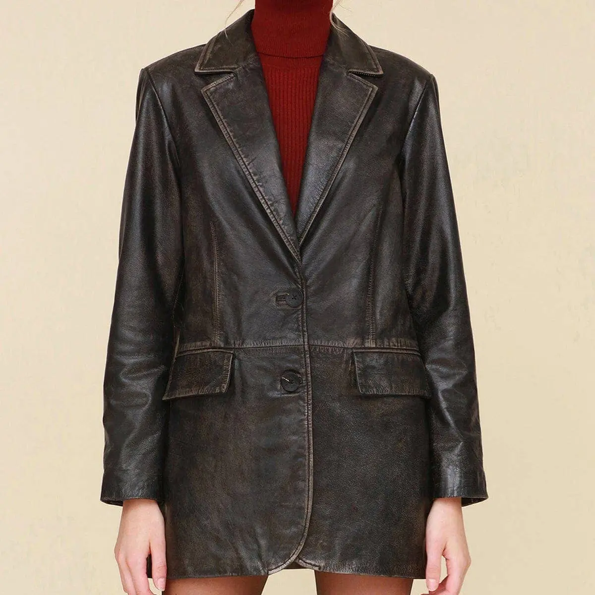 Vintage Wash Leather Blazer