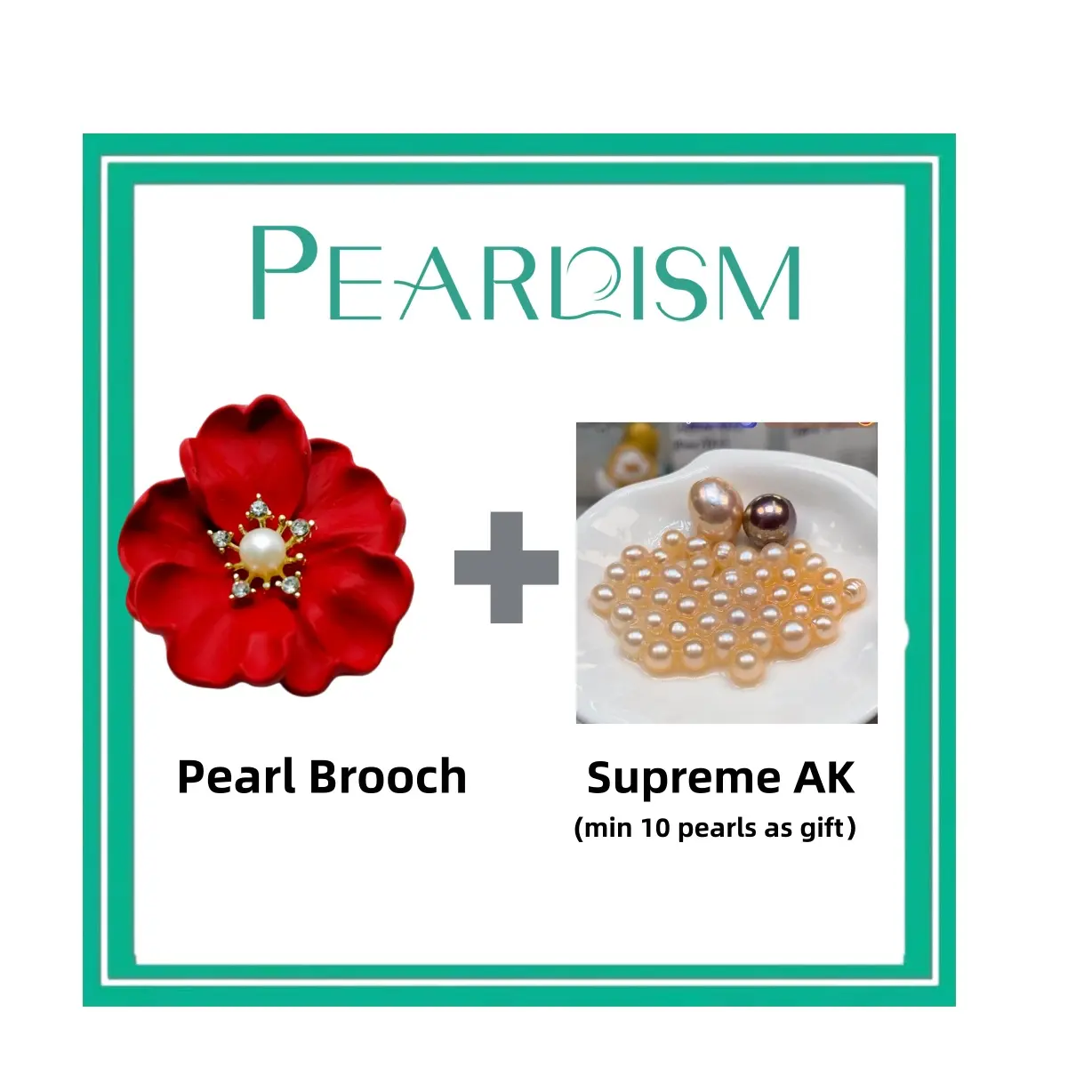 【Adee】Red Rose Pearl Brooch + Supreme AK pearls (Min 10 AK pearls + 1 Edison Pearl as gift) [Open in live ]｜Freshwater Light Color AK Pearl -