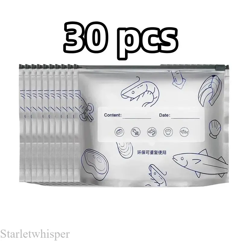 30pcs Reusable Aluminum Foil Food Storage Bags – Heavy-Duty Leakproof Zipper Pouches, Airtight Tear-Resistant Resealable Bags for Meat, Vegetables, Snacks & Leftovers