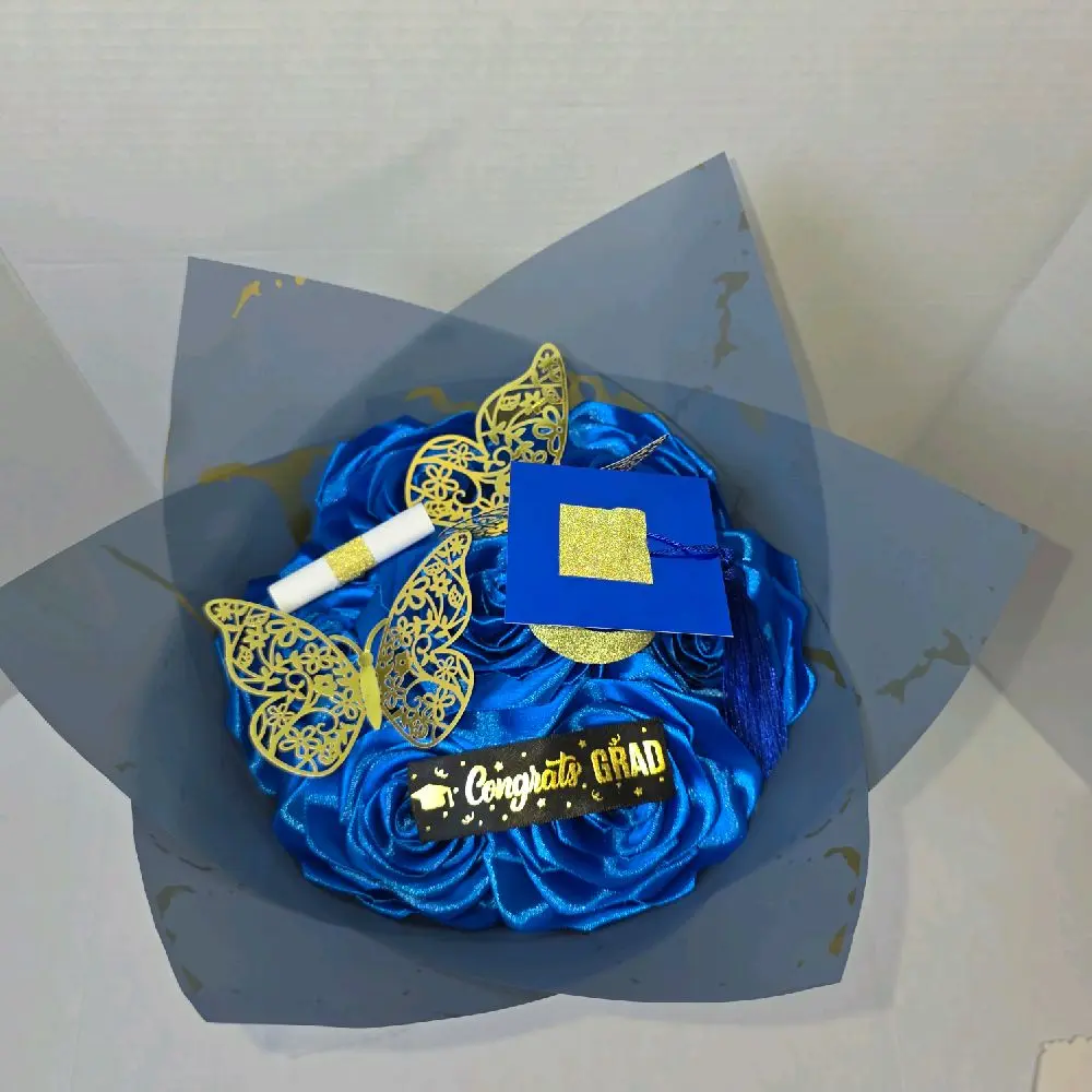 Congrats Grad. handmade Eternal Roses Bouquet for Graduation gifts.