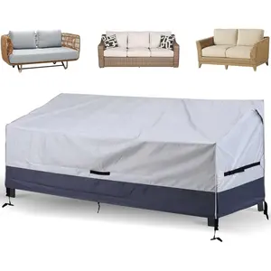 Outdoor Sofa Cover  Patio Bench Cover for 2 Seater Loveseat, 420D High Density Outside Furniture Cover with UV  Coating & Windproof Buckles (Gray-Darkgray, 90''x40''x33'')