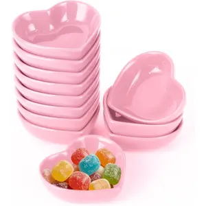 12PCS 3.2inch Heart Shaped Bowl Heart Bowl For Candy Lovers, Office Desk Decor, Home Snack Display, Valentine'S Day, Wedding Celebrations, Birthday Parties,Family Kitchen Use