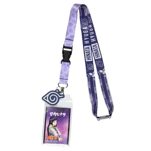 Naruto Hinata Hyuga ID Badge Holder Lanyard w/ Hidden Leaf Village Rubber Pendant