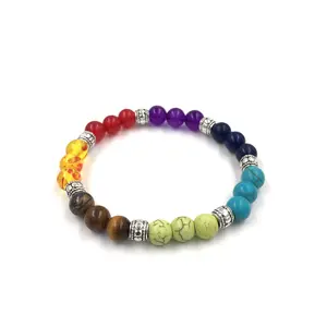Hot Selling Natural Agate Lava Stone 8mm Energy Volcanic Stone Chakra Colorful Buddha Bead , Colorful Buddha Bead , Buddha Bead  men friend heart bracelet butterfly charm stress reliever anxiety graduation keychain money bracelet ethnic men