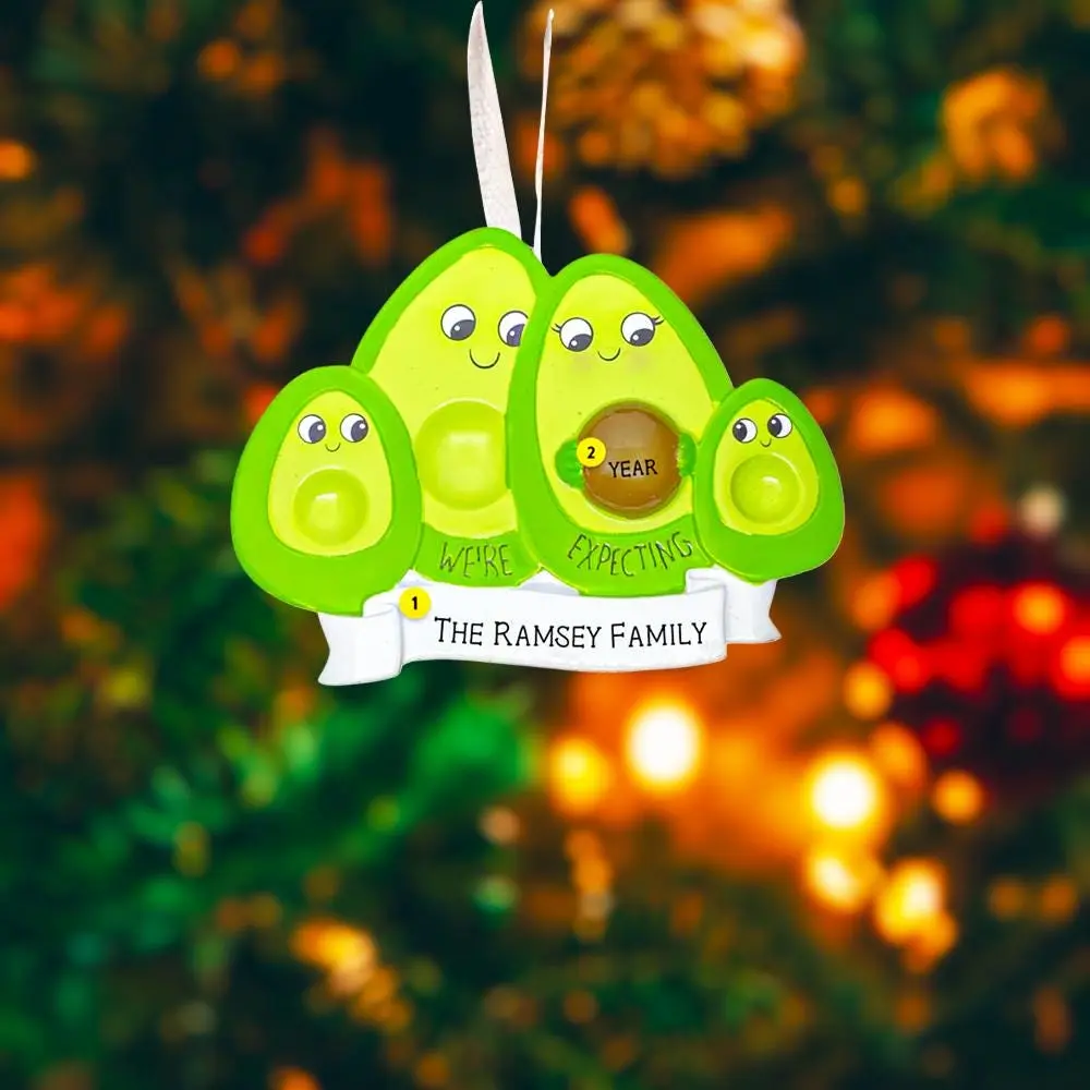 Personalized Avocado Family Christmas Ornament | Pregnancy Announcement Keepsake