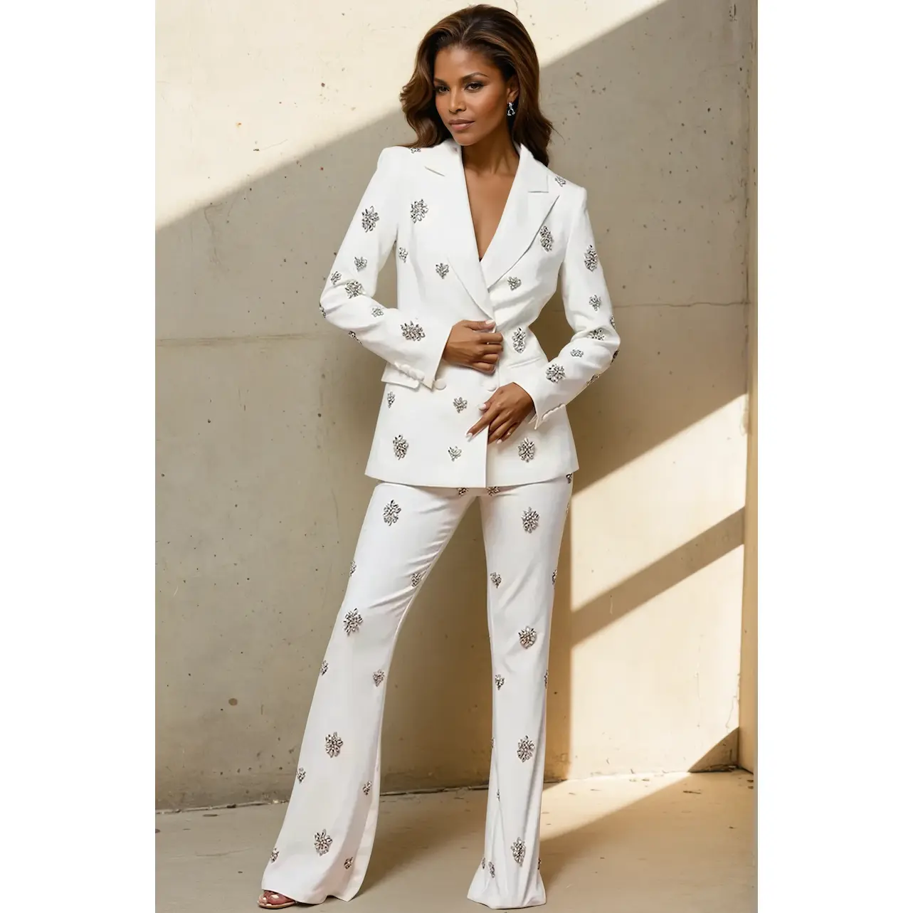 Grace Crystal Embellished Blazer Pants Set Grace Crystal Embellished Blazer Pants Set