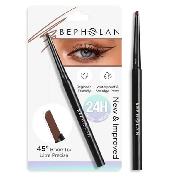 BEPHOLAN Brown Eyeliner Pencil, D-Tip Precision Waterproof Gel Eyeliner, Smudge Proof Longwear Eye Liner for Waterline Eye Makeup Matte Finish