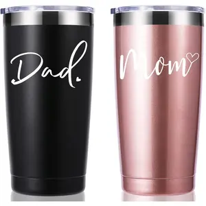 momocici Dad Mom 20 OZ Couple Tumbler.New Parents Gifts for Couples.Pregnancy Announcement Anniversary Parents to be Gift.Gifts for New Dad New Mom Mother's Day Father's Day.(Rose Gold&Black)