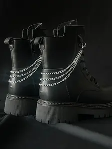 2 Pcs Aluminum Chain Boots Accessories, Punk Streetwear Gothic Motorcycle Cowboy Fashion DIY Detachable Shoe Decor, Men's Boot Ornament Gift, Shoe Charms