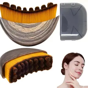 2 Pack Facial Contour Dry Brush, Ergonomic Face Sculpting Massager, Gentle Skin Grooming Tool for Jawline & Chin Shaping, Daily At-Home Facial Care