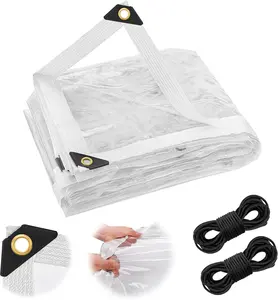 10 ft x 13 ft waterproof transparent canopy for patio protection — snow-, wind-, and rainproof clear plastic canopy with grommets, suitable for garden fences, chicken coops, and other shelters.