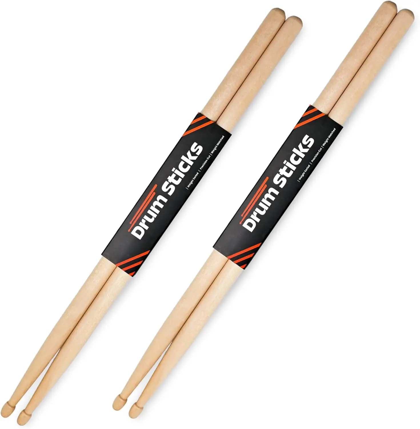 Halloween Fall Gift 2 Pairs Drum Sticks 5A, Professional Classic Maple Wood Drumsticks, Wood Tip for Acoustic Drums or Electronic Drums, Adults, Kids and Beginners (2Pairs) (2 Pairs)