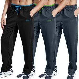 3 pack Men's Workout Athletic Pants Elastic Waist Jogging Running Pants for Men Sweatpants for Men with Zipper Pockets Outdoor Activities Trousers Sports Bottoms