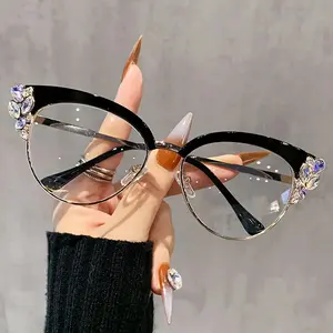 1 Pair Of Oversized Cat-eye Fashion Frames, Blue Light Blocking Reading Glasses, Retro-inspired Statement Eyewear, UniGender Decorative Frames with A Sleek And Elegant Design., Christmas, gifts