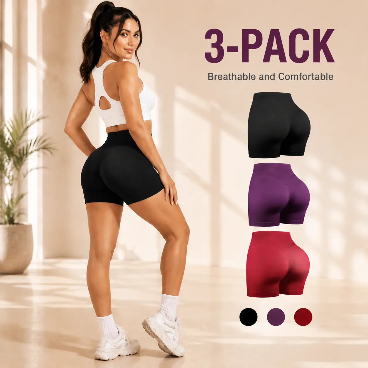 3/6 Packs High Waisted Biker Shorts for Women Butt Lift Seamless shorts Yoga Gym Workout Running Activewear Shorts Athleisure