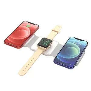 Wireless charger magnetic  3 in one  Charger pad for iPhone Smartphone Cellphone Electronic Charging Led Protection