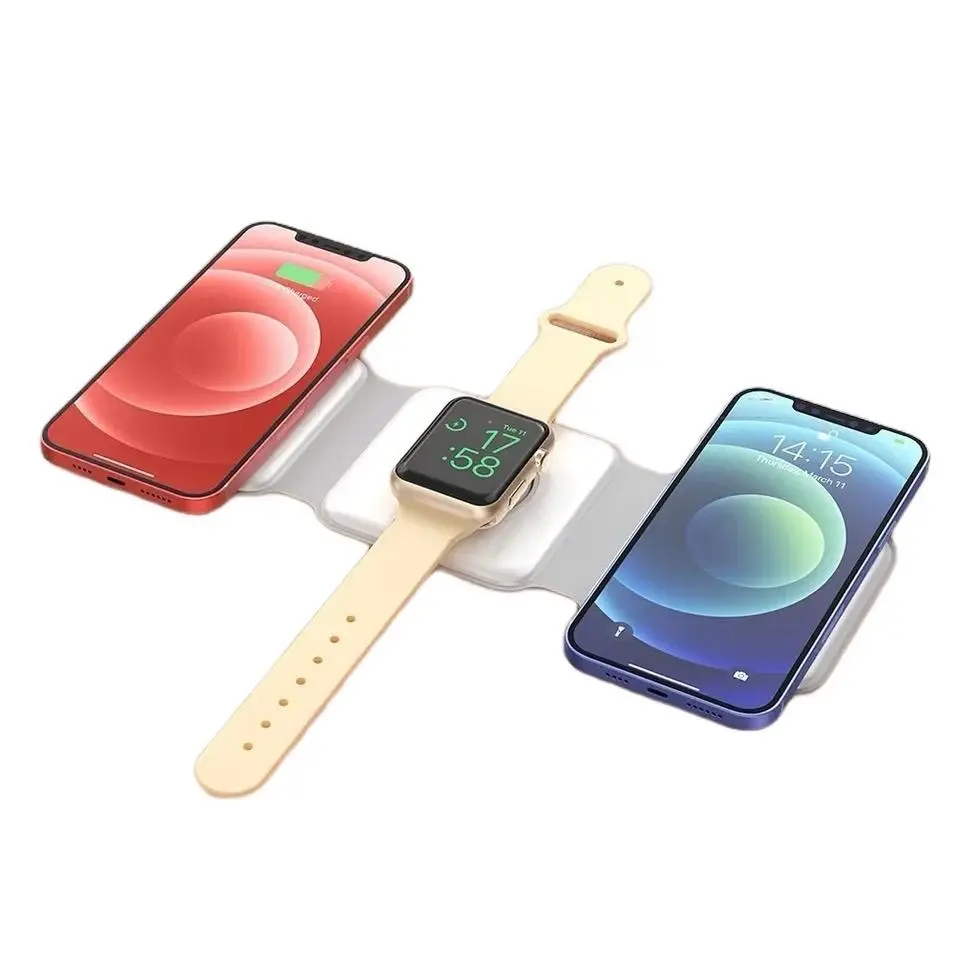 Wireless charger magnetic  3 in one  Charger pad for iPhone Smartphone Cellphone Electronic Charging Led Protection