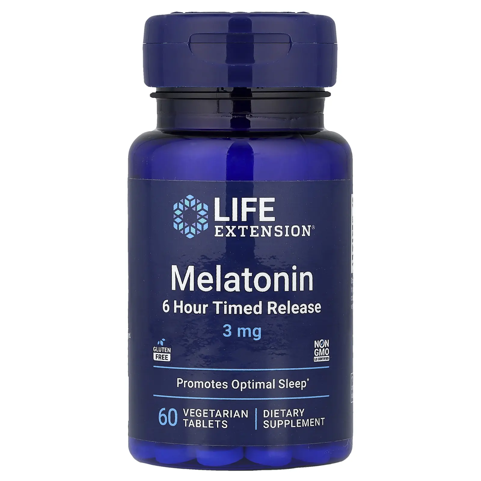 Life Extension Melatonin, 6 Hour Timed Release, 3 mg, 60 Vegetarian Tablets