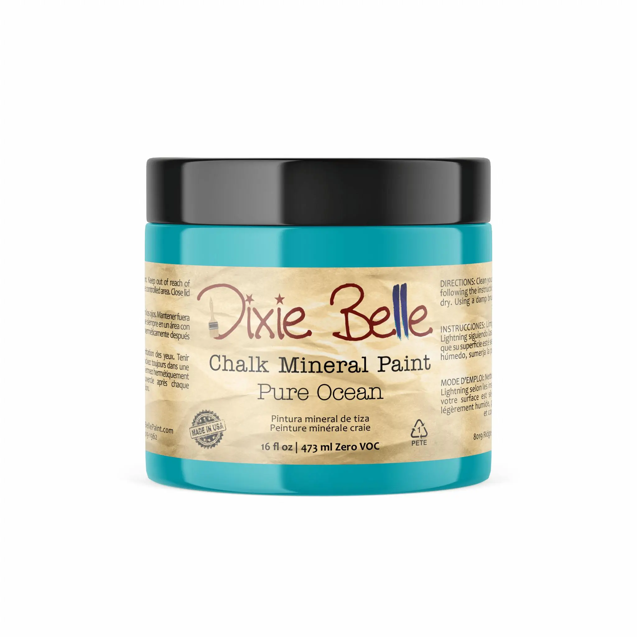 Dixie Belle Paint Company Chalk Finish Furniture Paint | Pure Ocean (16 Fl Oz) | Matte Bright Teal Chic Chalk Mineral Paint | DIY Furniture Paint | Made in the USA