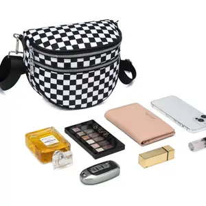 Women's Plus Size Friendly Checkerboard Nylon Crossbody Bag - Water Repellent, Large Capacity Home Organizer Storage Bag for Diaper & Daily Use