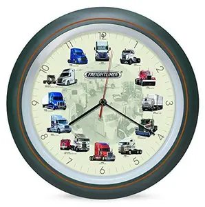 Heavy Truck Engine Sound Clock, 13 Inch Gunmetal Silver Wall & Table Clock with 12 Realistic Truck Sounds, Smart Light Sensor, Battery Operated Automotive Home Decor